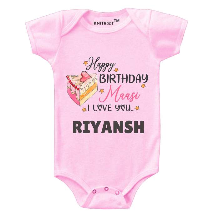 Happy Birthday Maasi I Love You Onesie (Pink)