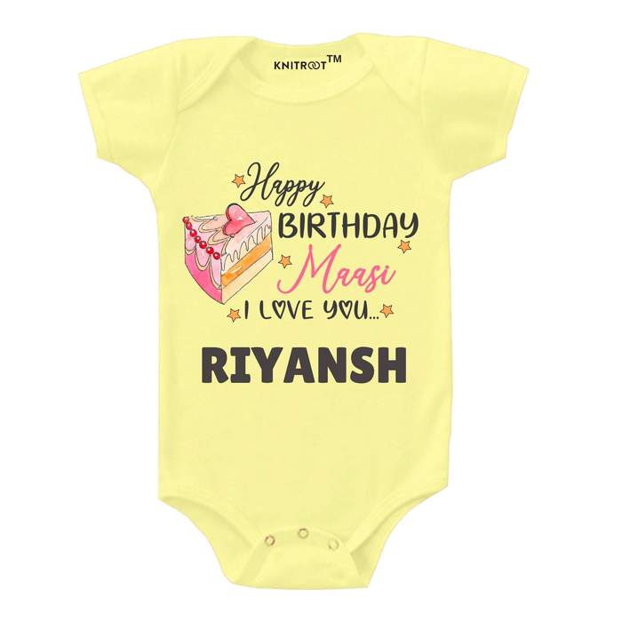 Happy Birthday Maasi I Love You Onesie (Yellow)