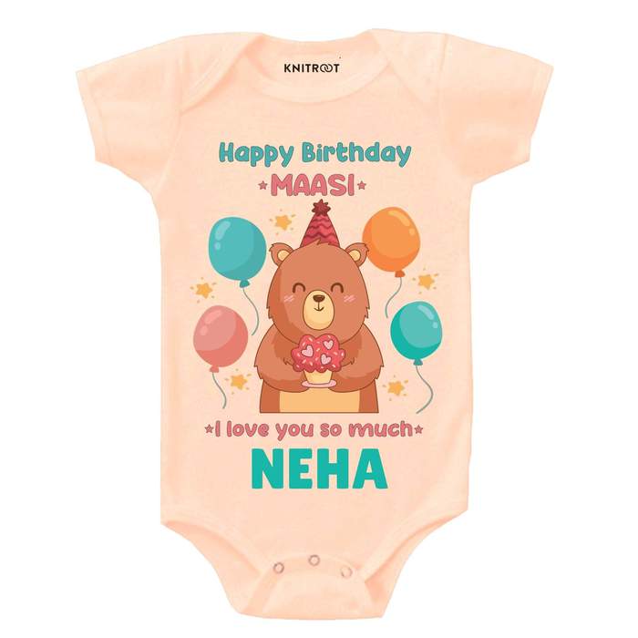 Happy Birthday Maasi I Love You So Much Onesie (Peach)