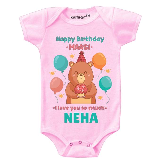 Happy Birthday Maasi I Love You So Much Onesie (Pink)