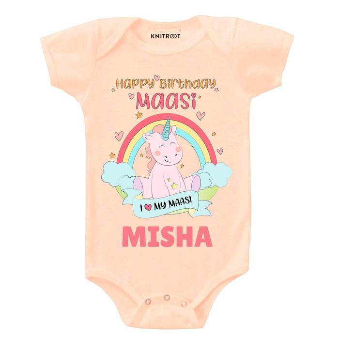 Happy Birthday Maasi Onesie (Peach)
