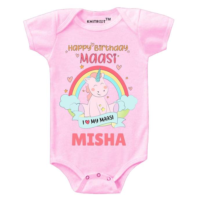 Happy Birthday Maasi Onesie (Pink)