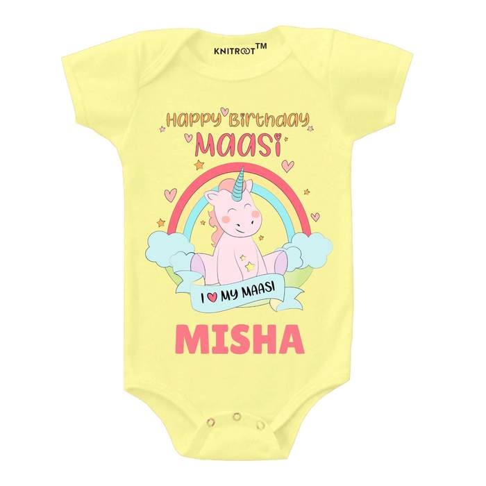 Happy Birthday Maasi Onesie (Yellow)