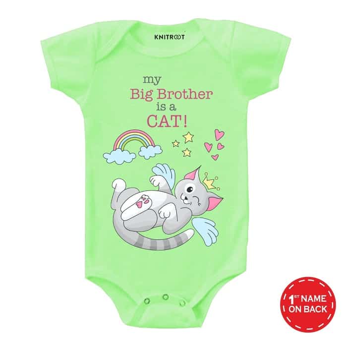 My Big Brother Is Cat Onesie (Green)