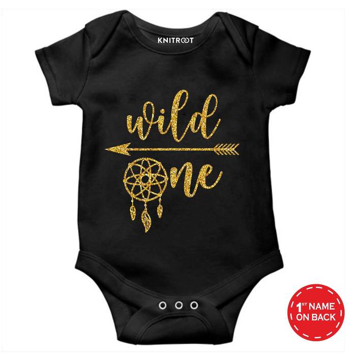 One Wild Glitter Design Onesie (Black)
