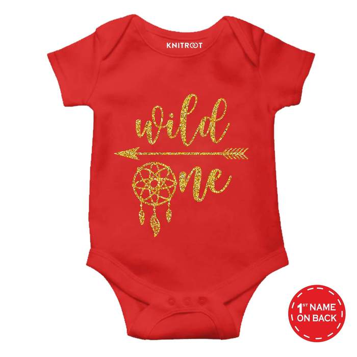 One Wild Glitter Design Onesie (Red)