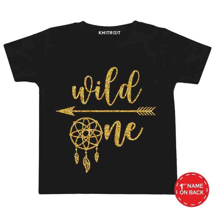 One Wild Glitter Design T-shirt (Black)