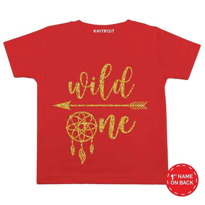 One Wild Glitter Design T-shirt (Red)