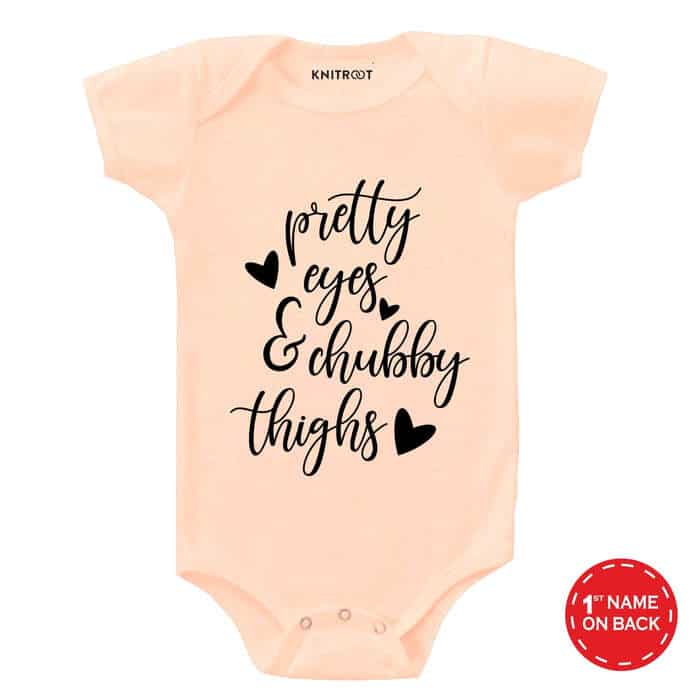 Pretty Eyes & Chubby Thighs Onesie (Peach)