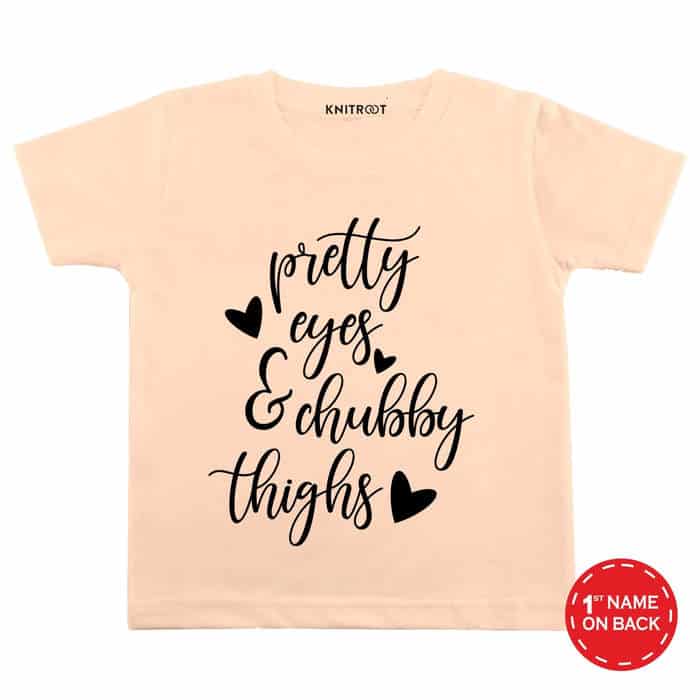 Pretty Eyes & Chubby Thighs T-shirt (Peach)