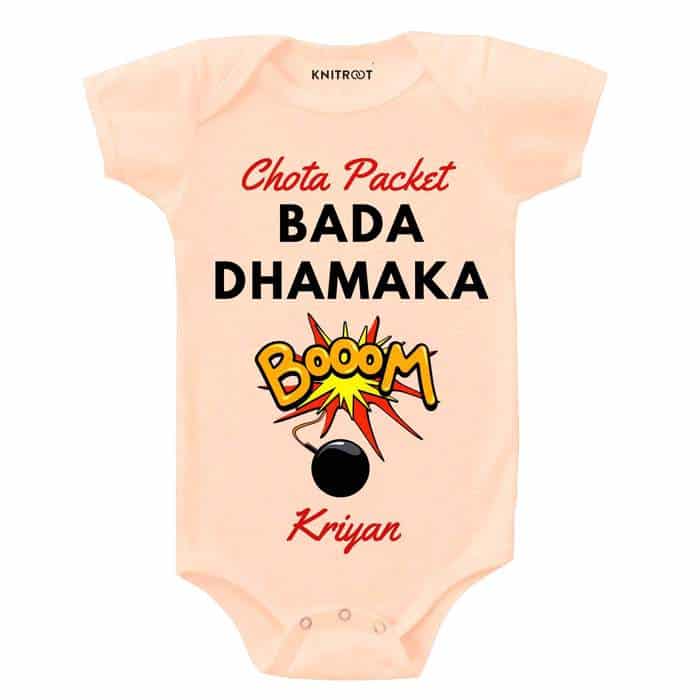 Chota Packet Bada Dhamaka Onesie (Peach)