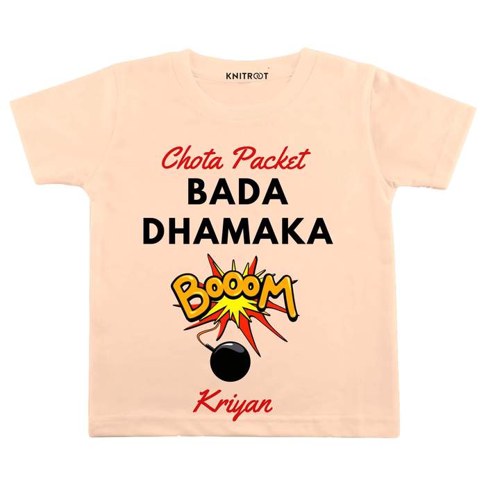 Chota Packet Bada Dhamaka T-shirt (Peach)