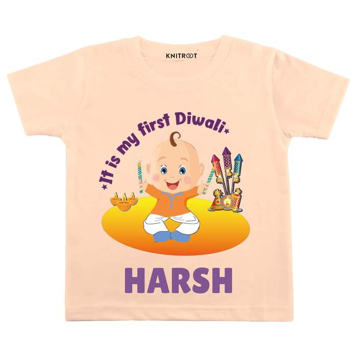 It Is My First Diwali Theme T-shirt (Peach)