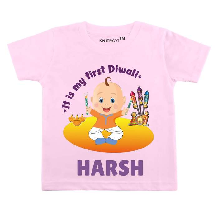 It Is My First Diwali Theme T-shirt (Pink)