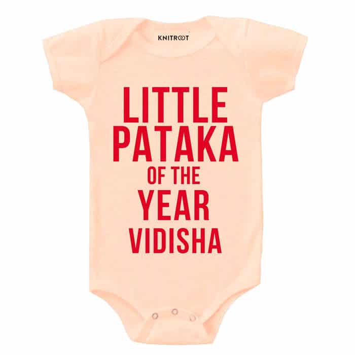 Little Pataka Of the Year Onesie (Peach)