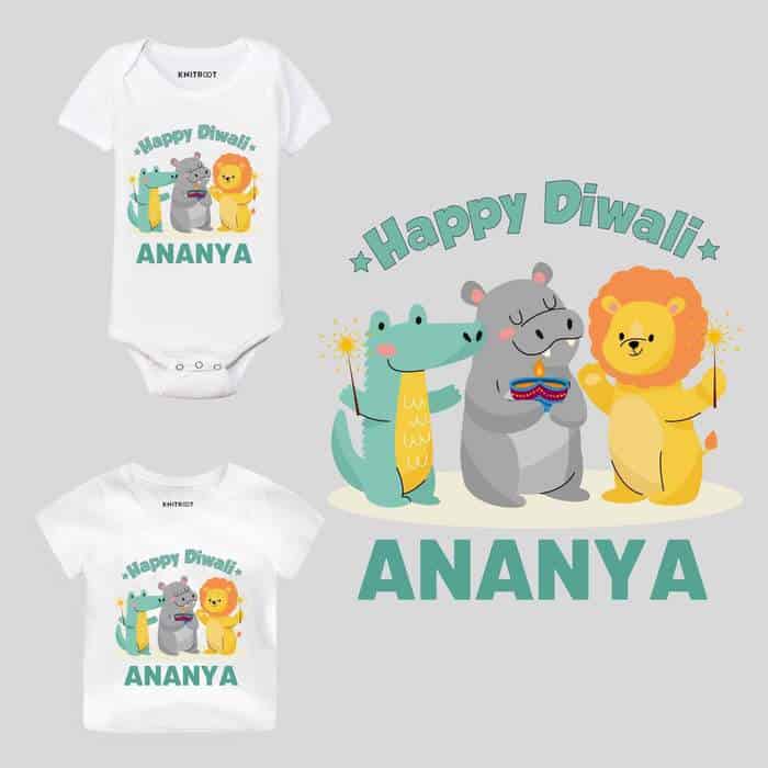 My First Diwali Animals Theme Baby Wear best diwali outfits