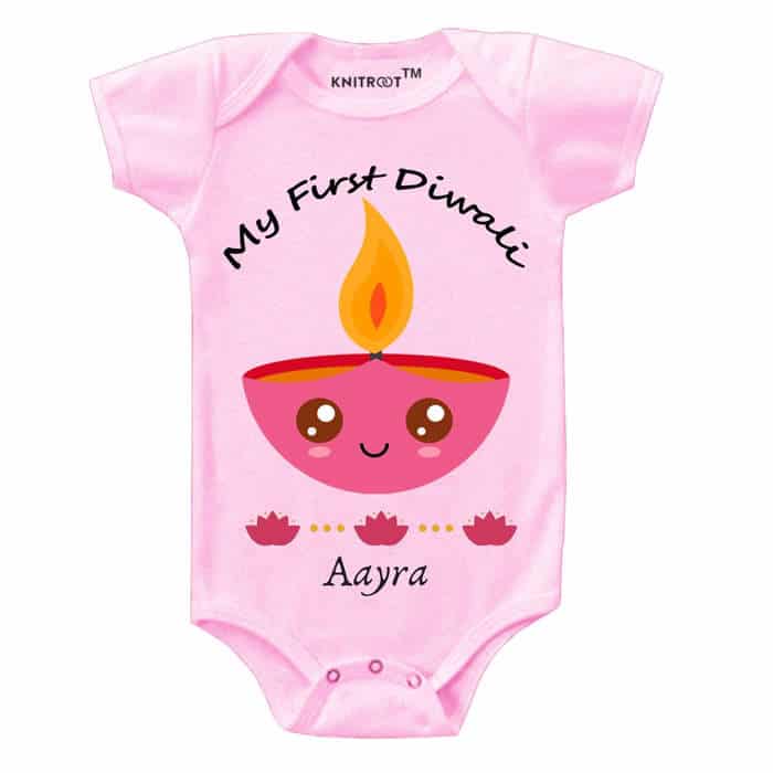 My First Diwali Diya Onesie (Pink)