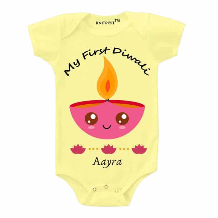 My First Diwali Diya Onesie (Yellow)