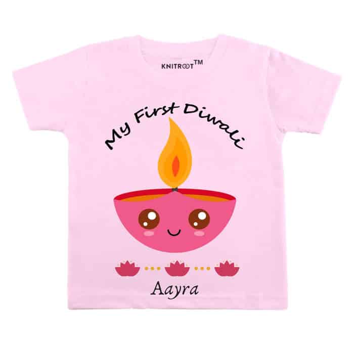 My First Diwali Diya T-shirt (Pink)