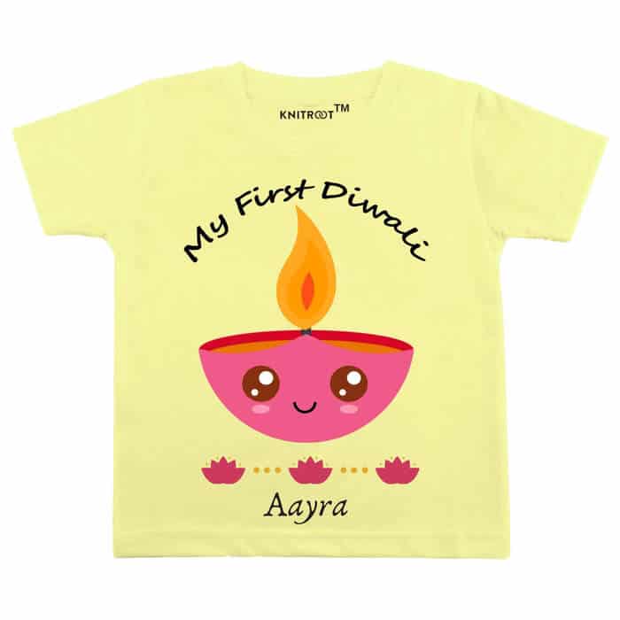 My First Diwali Diya Theme T-shirt (Yellow)