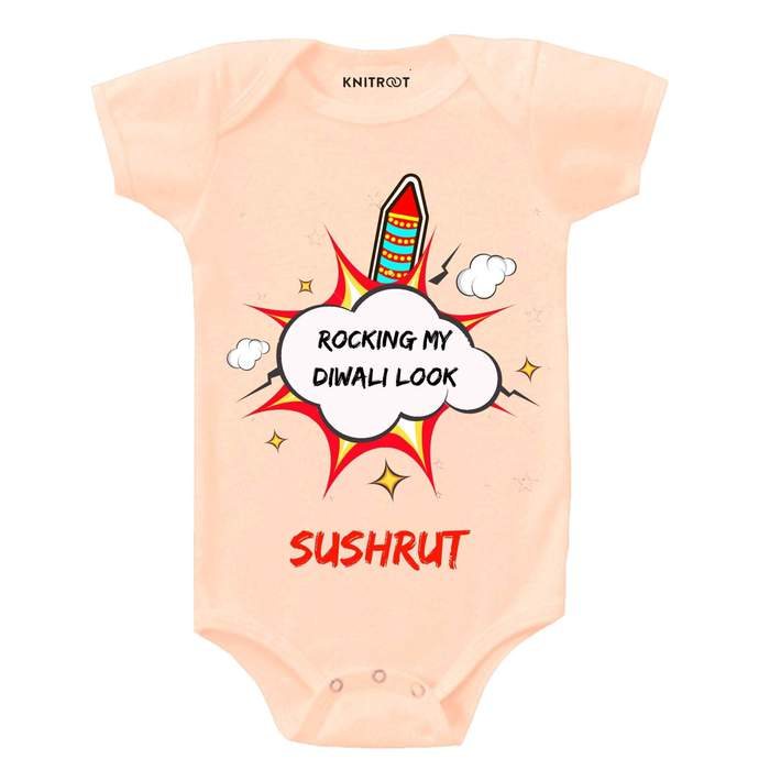 Roocking My Diwali Look Onesie (Peach)