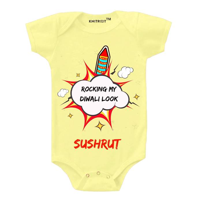 Roocking My Diwali Look Onesie (Yellow)