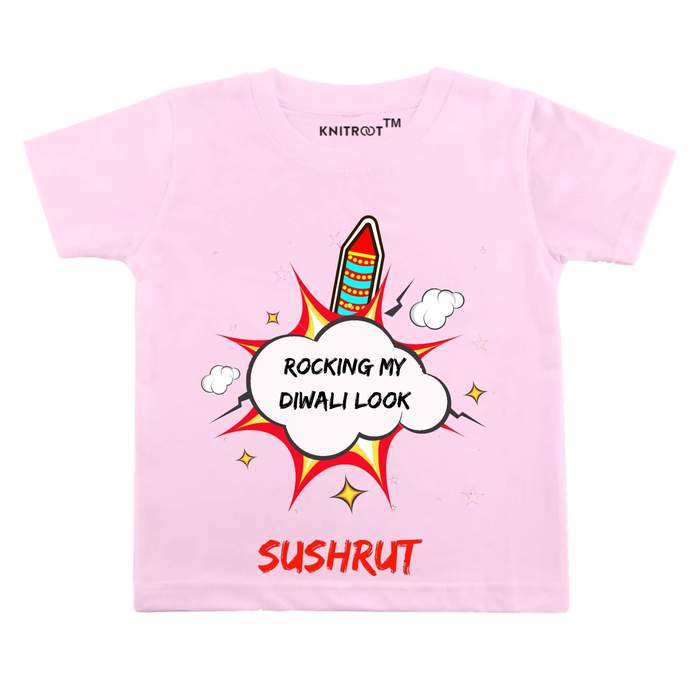 Roocking My Diwali Look T-shirt (Pink)