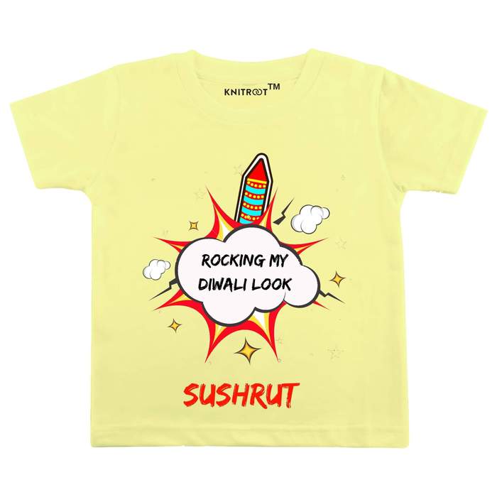 Roocking My Diwali Look T-shirt (Yellow)