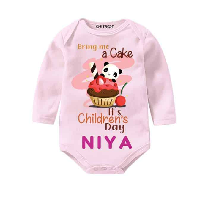 baby pink romper for childrens day specially made