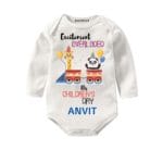 excittement , happy children day pink romper for babies