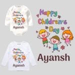 happy children day baby outfit in pink color