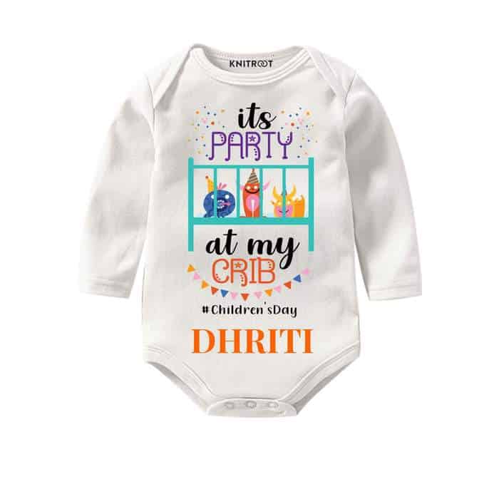 its party at my crib , childrens day party romper