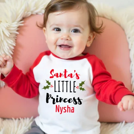Christmas Special Santa's Little Princess Print Baby Outfit