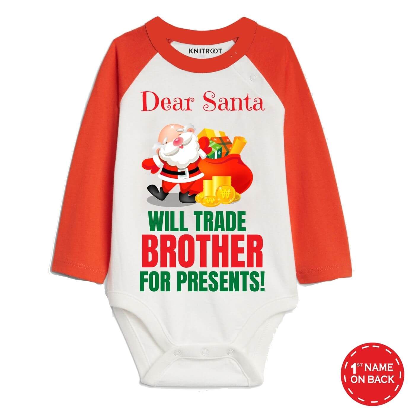 Dear Santa Trade Brother onesie