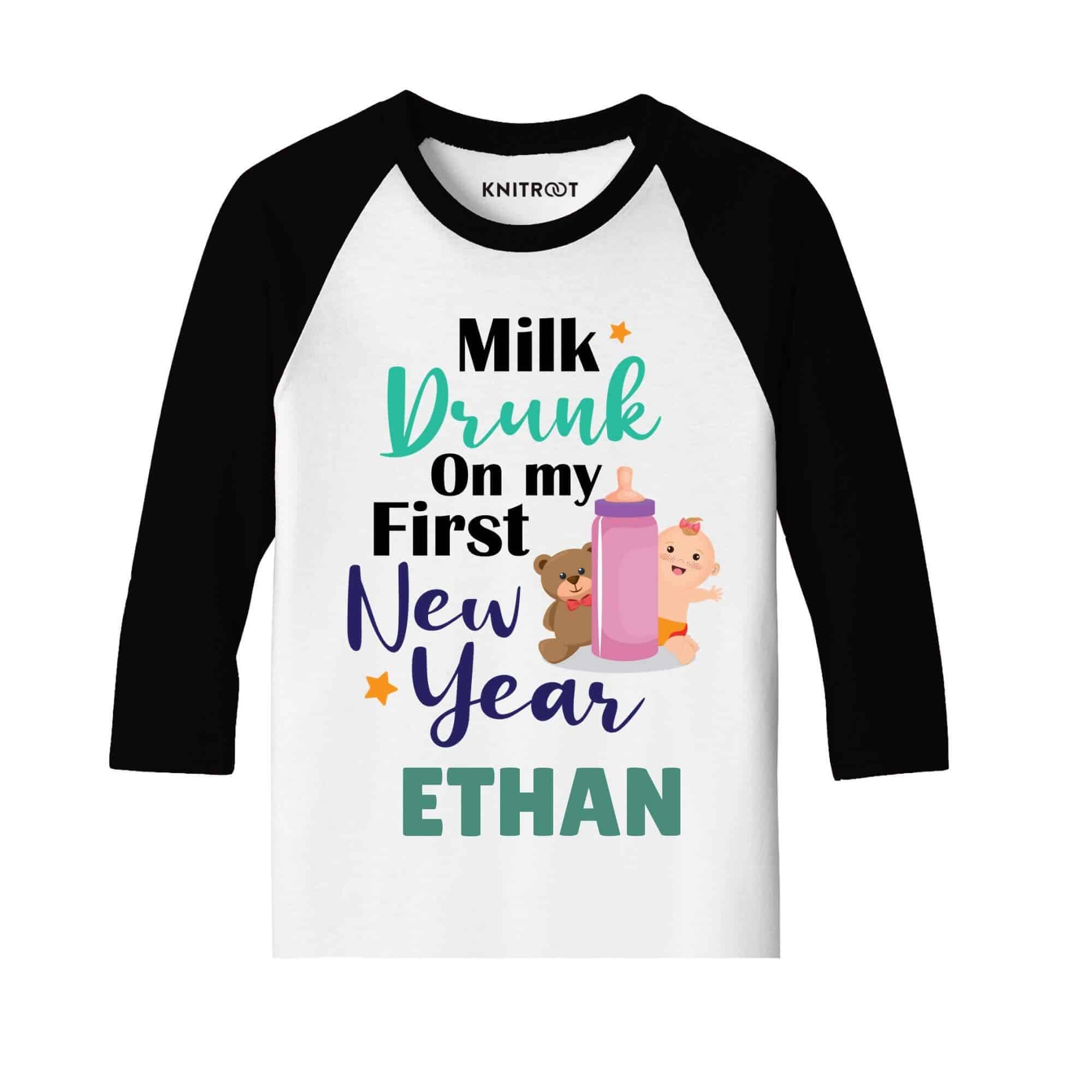 milk drink on the first new year t shirt