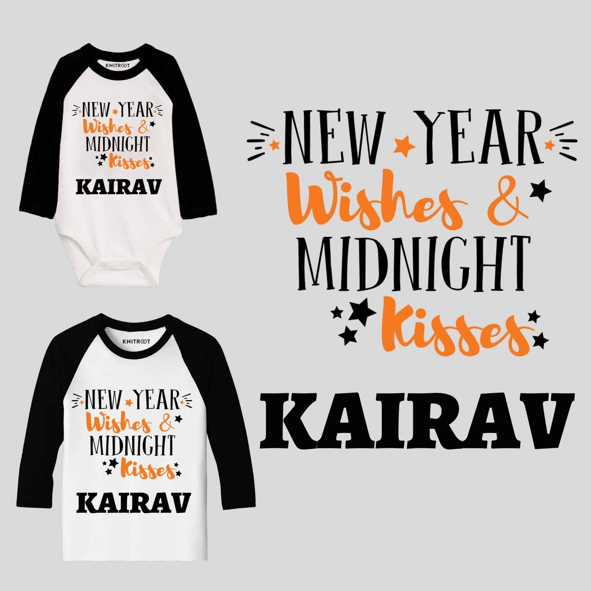 new year wishesh and midnight kisses baby clothes