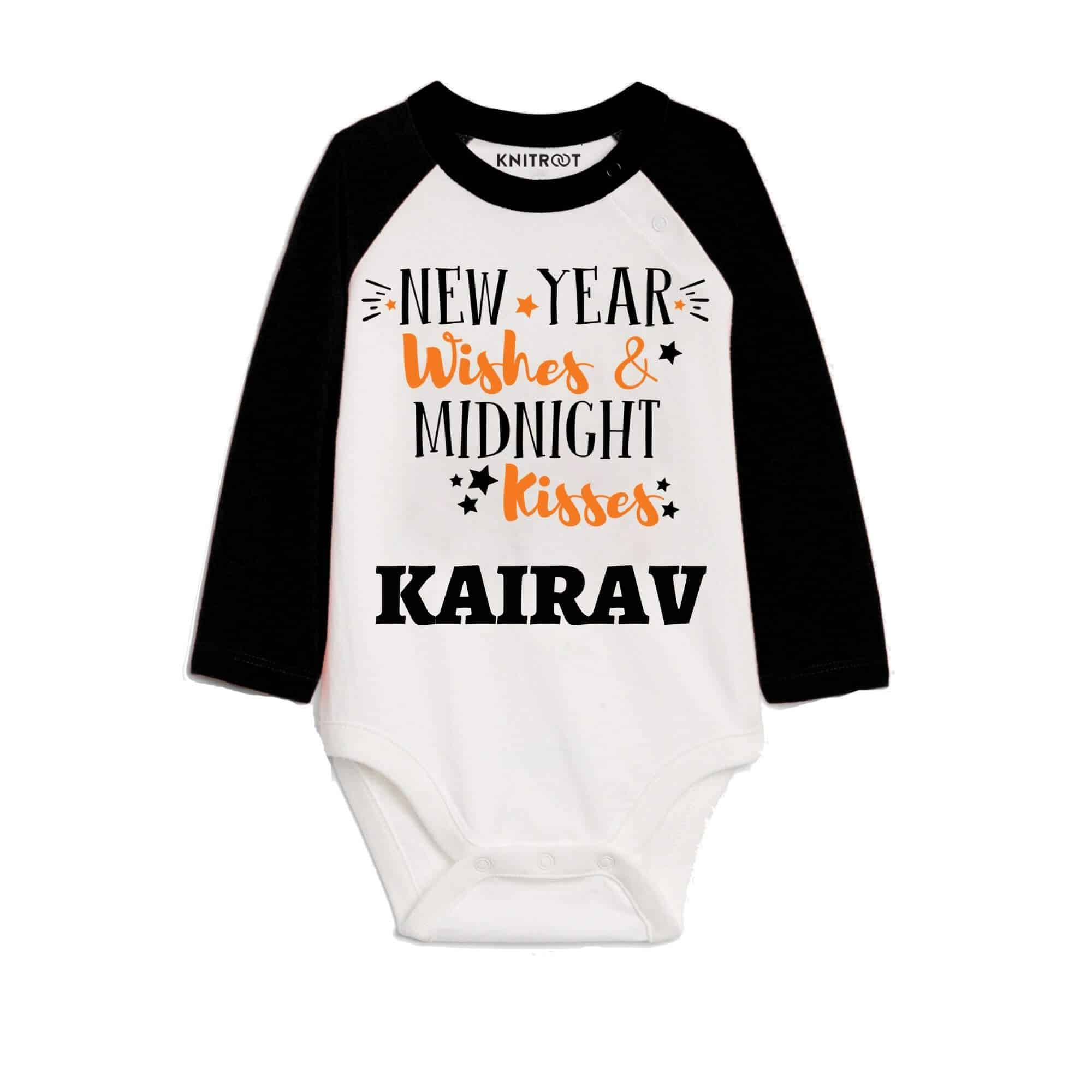 new year wishesh and midnight kisses onesie