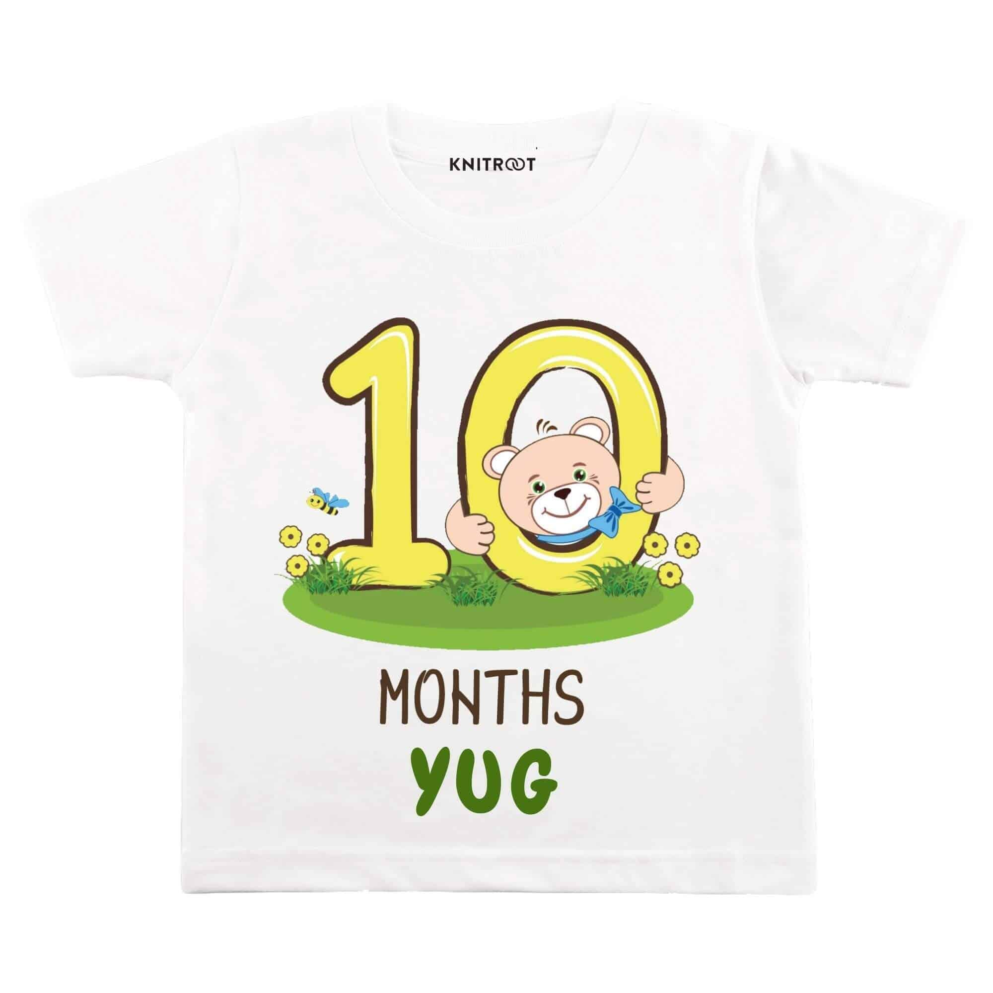 Ten month teddy in white tee