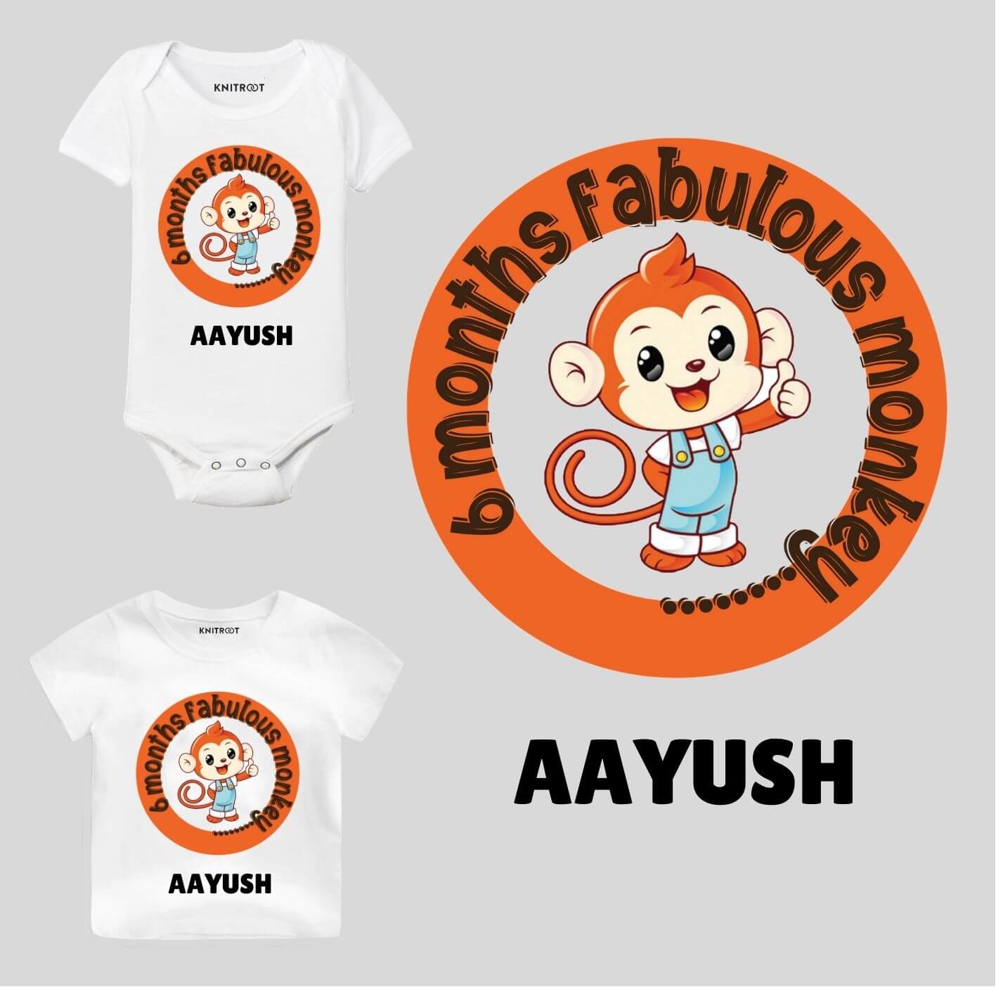 6 Months Monkey Baby Clothes its my half birthday baby outfit