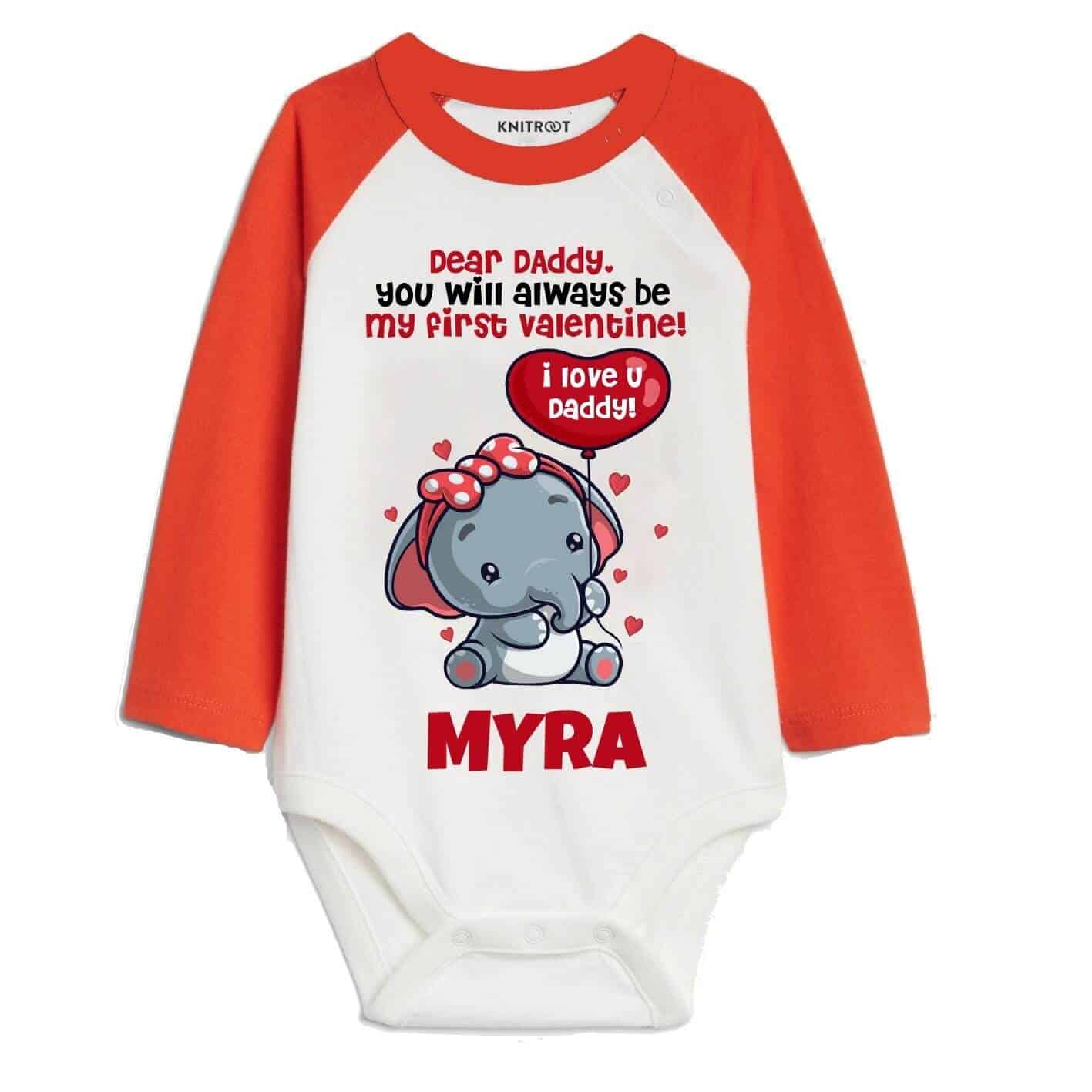 Daddy always my be first valentine Baby Romper