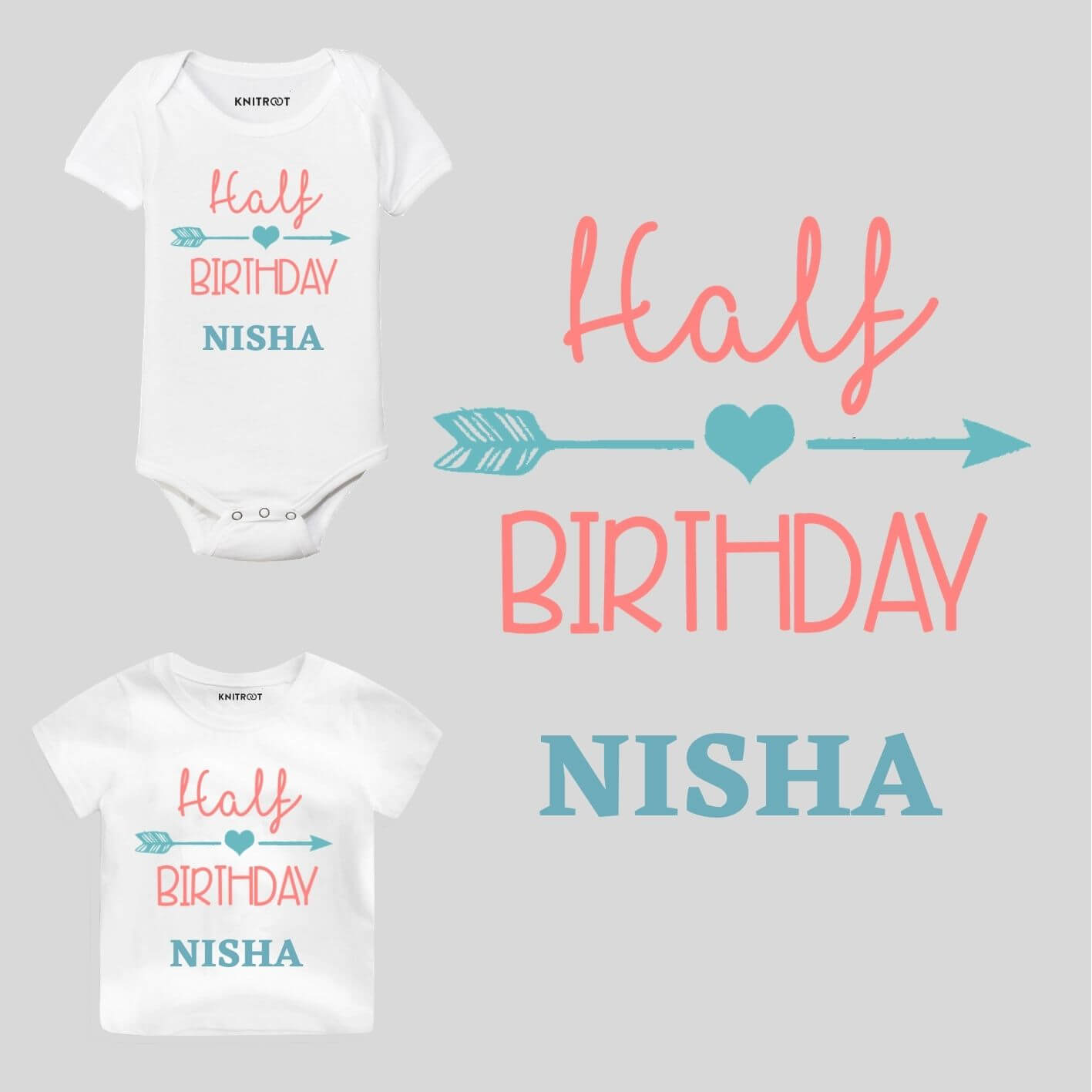 Half Birthday-arrow Outfit 1/2 half birthday onesie