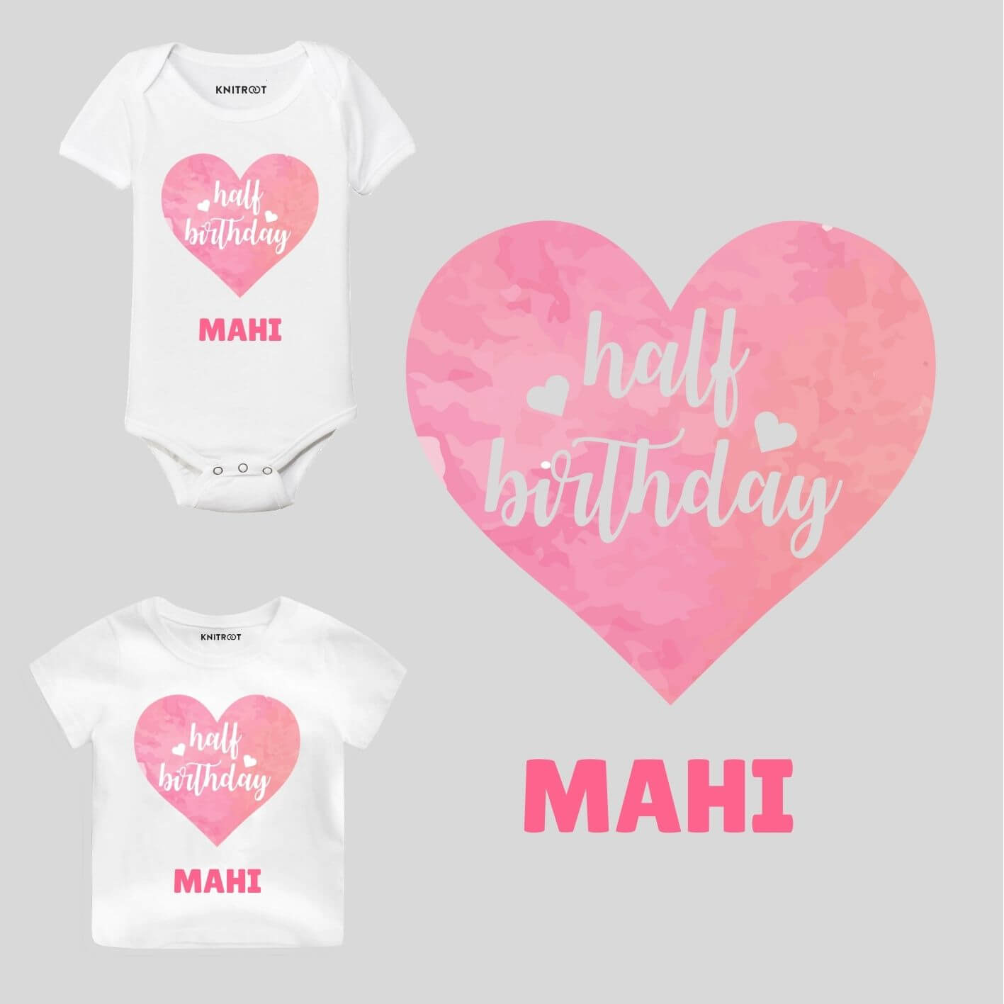 Half Birthday-heart Outfit half birthday onesie girl