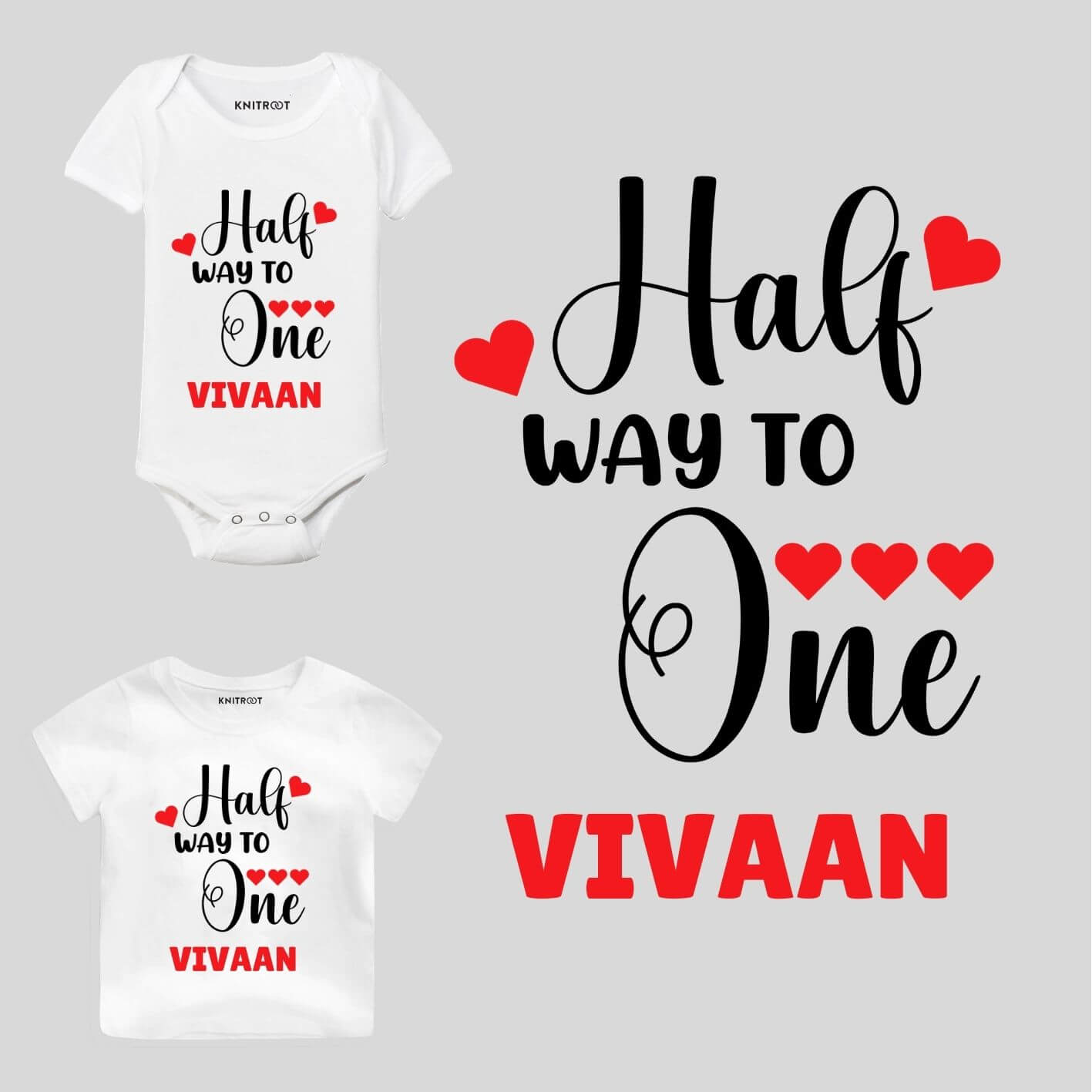 Half way to one-heart Outfit half birthday outfit baby girl