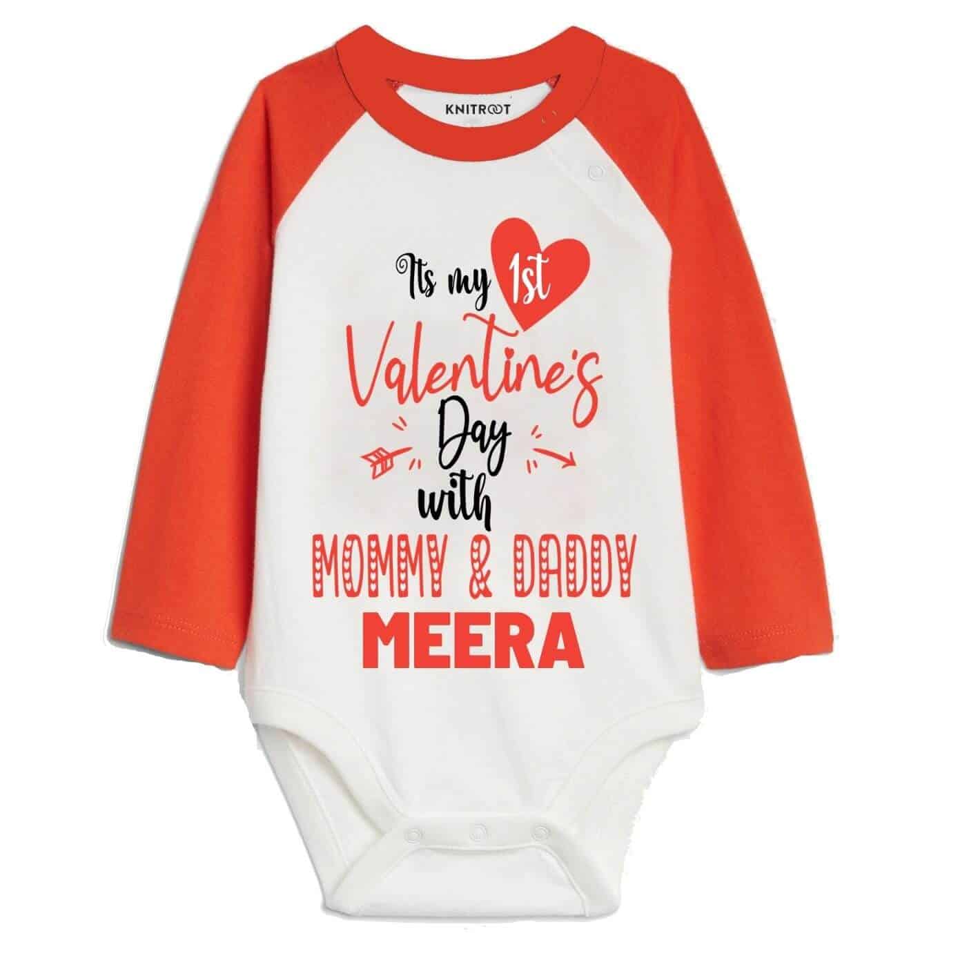 It's my 1st Valentine day with Mommy and Daddy Baby Romper