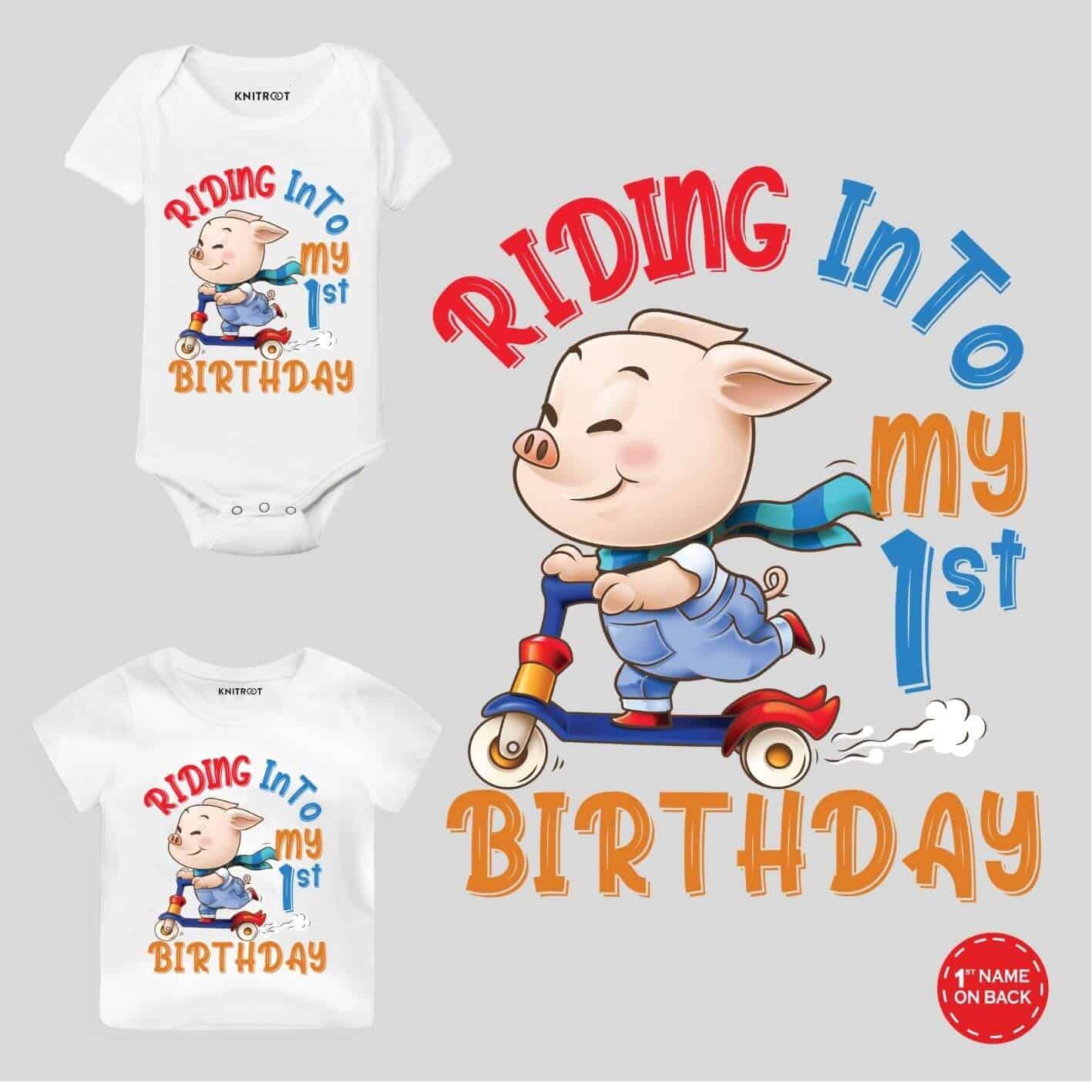 Riding into my first Baby Clothes 1st birthday t shirt
