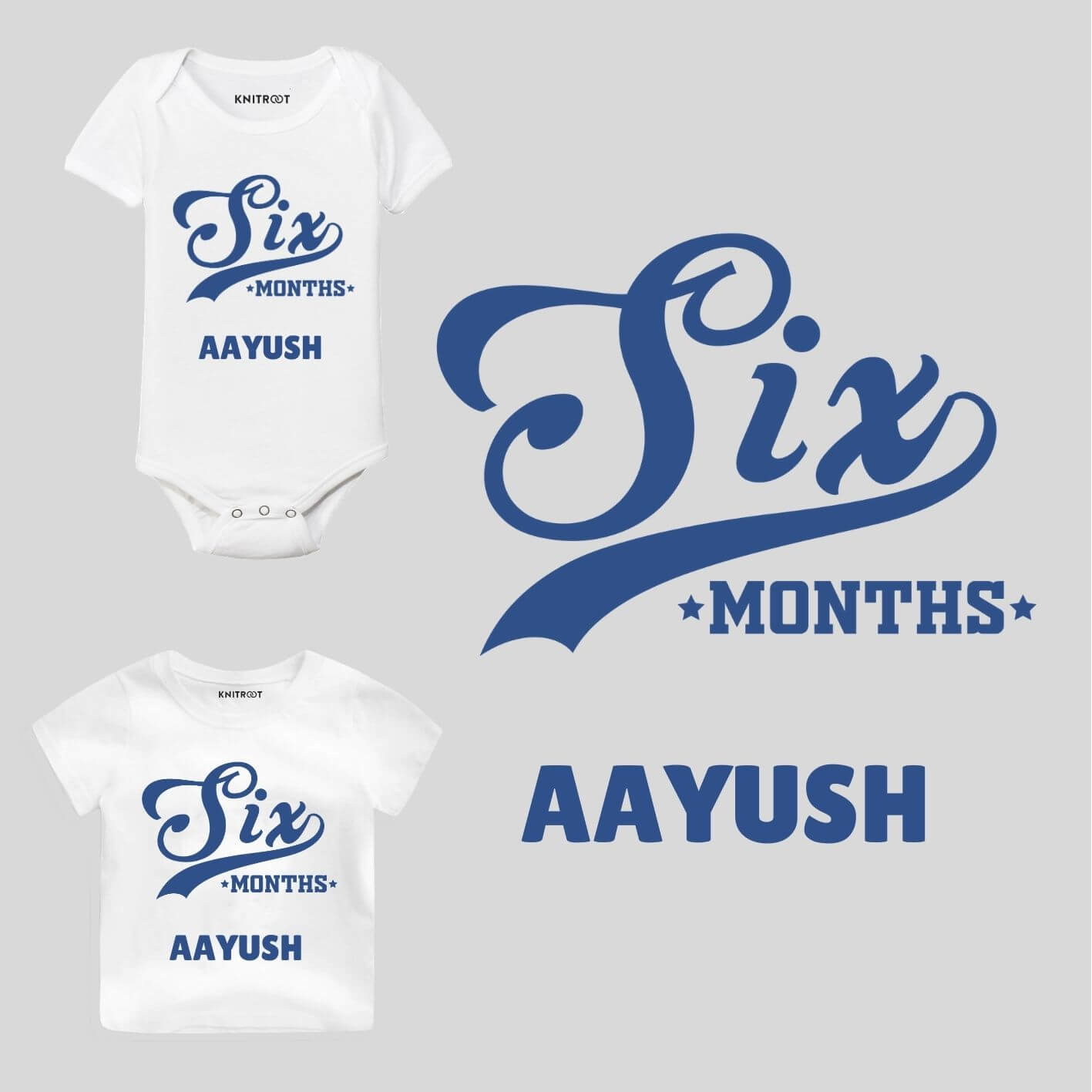 Six months Personalised wear half birthday onesie for baby boy