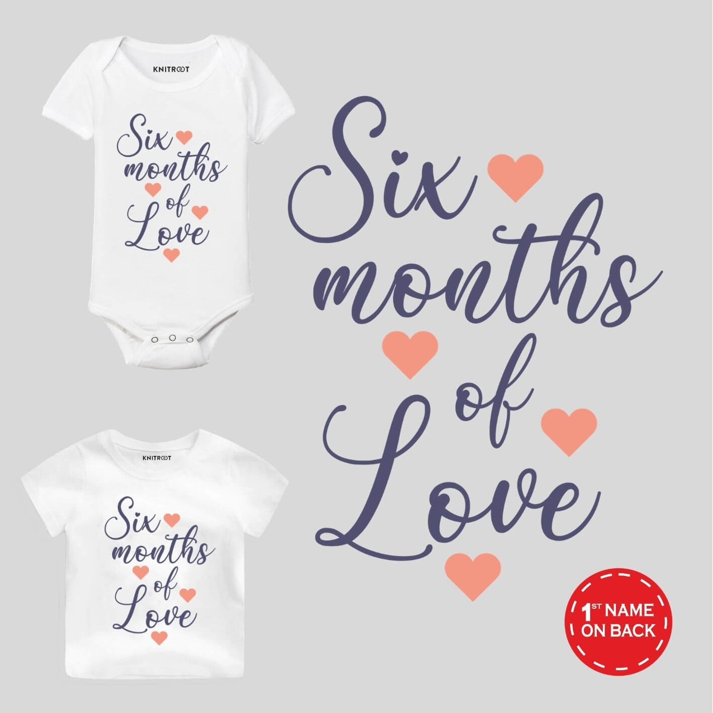 Six months of Love Baby wear half birthday outfit for baby girl