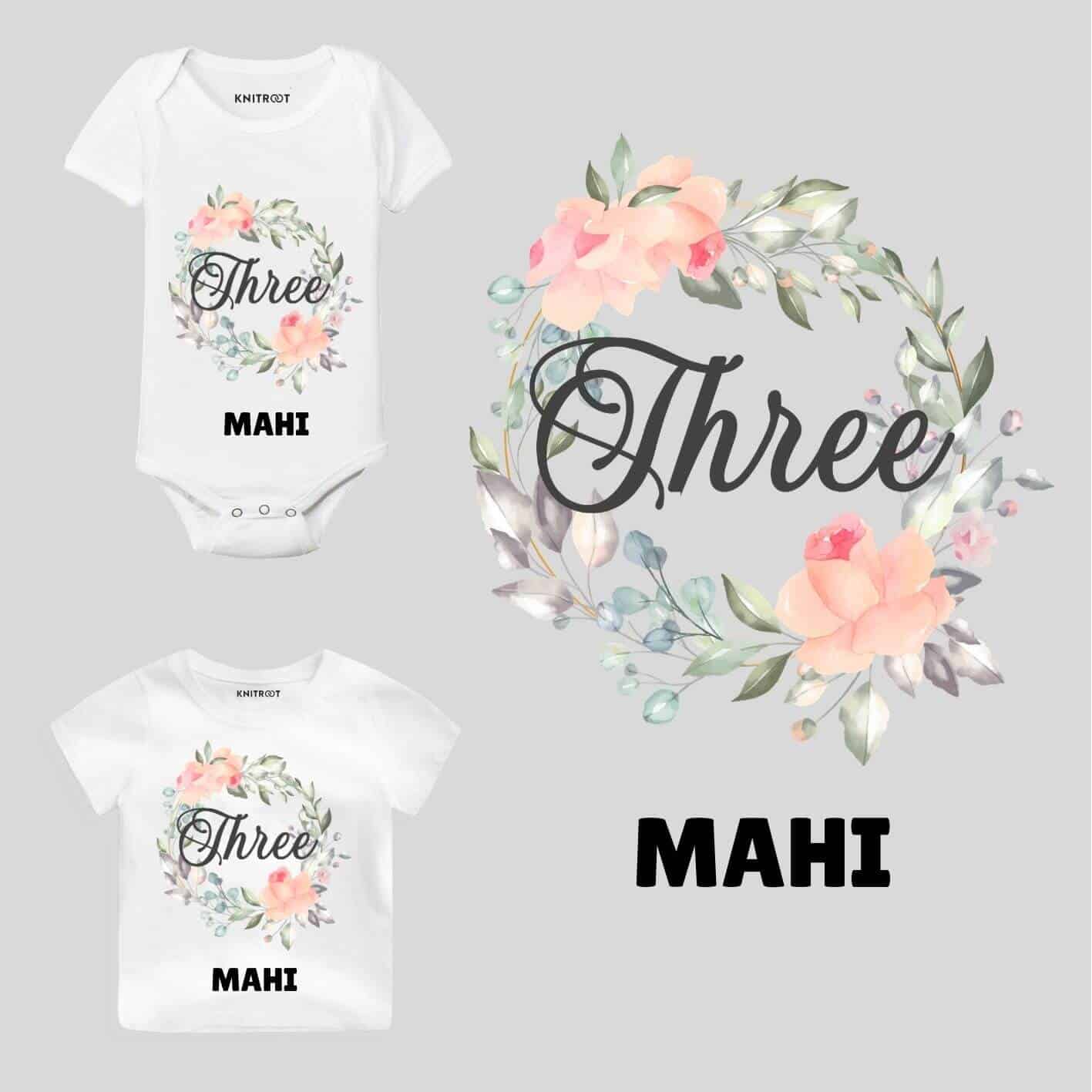 Three Birthday-floral Toddler wear