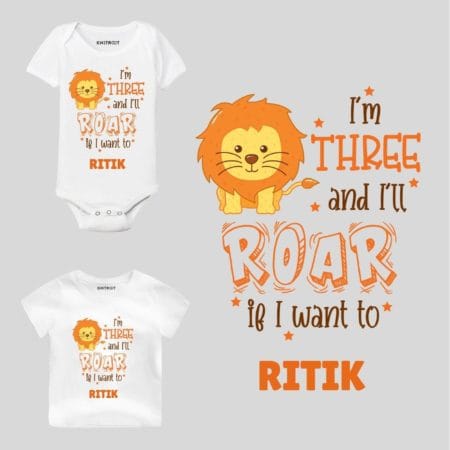 Three and i'll roar Toddler outfit