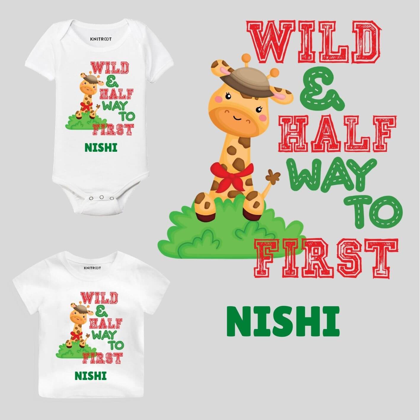 Wild and half way Baby Outfit half month birthday dress